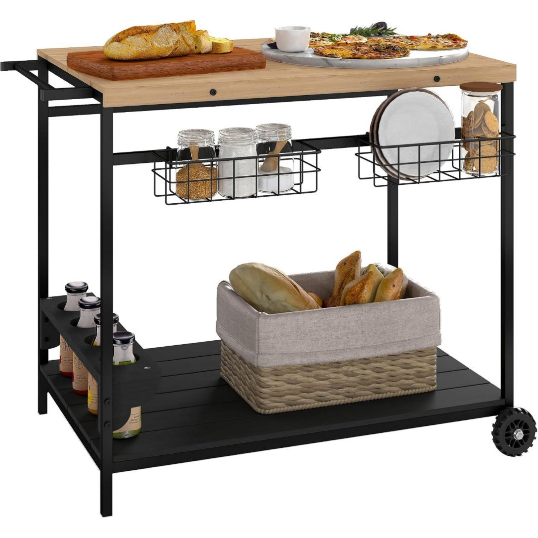 Arredo contemporaneo carrelli portavivande da esterno nero