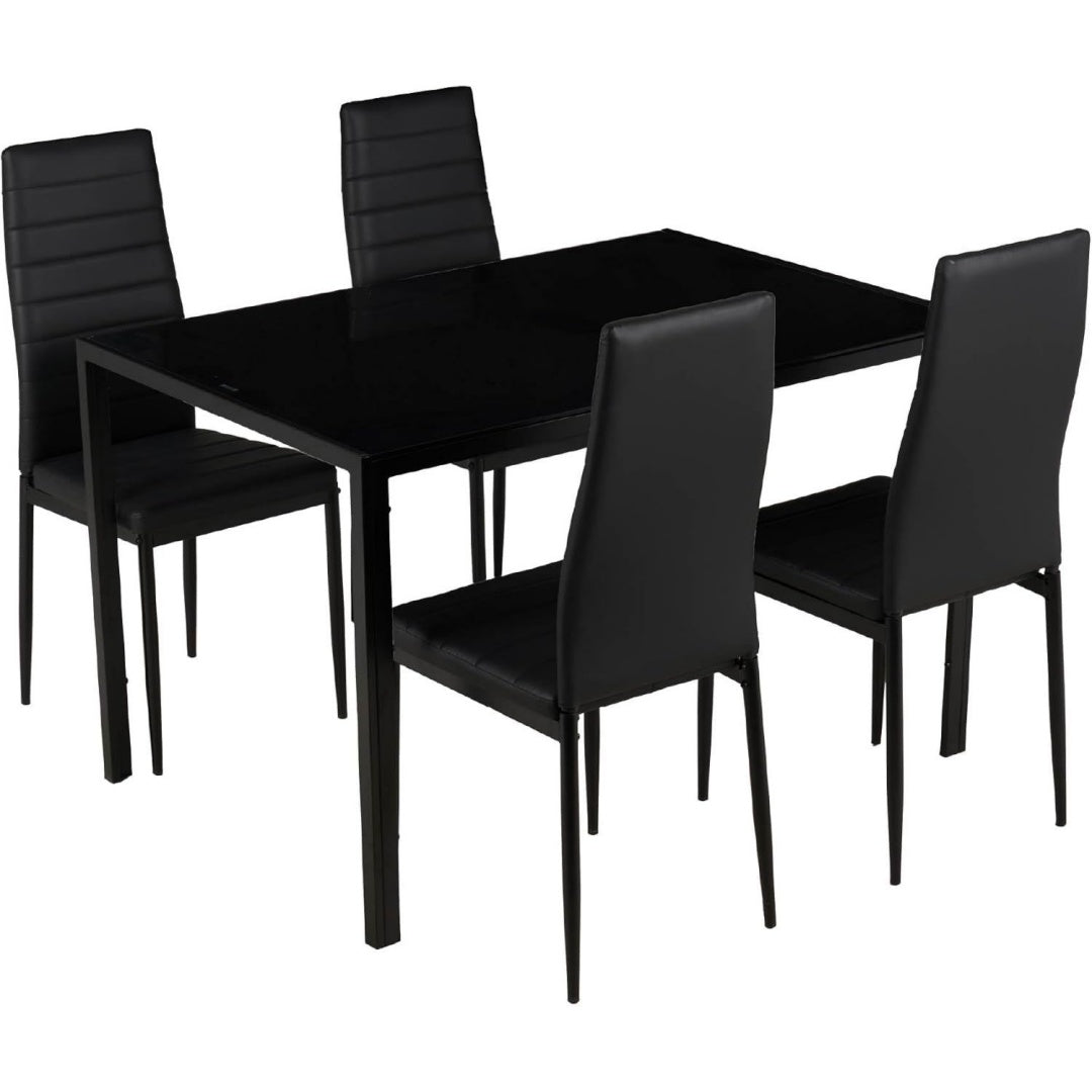 Accento naturale set sala da pranzo in vetro nero