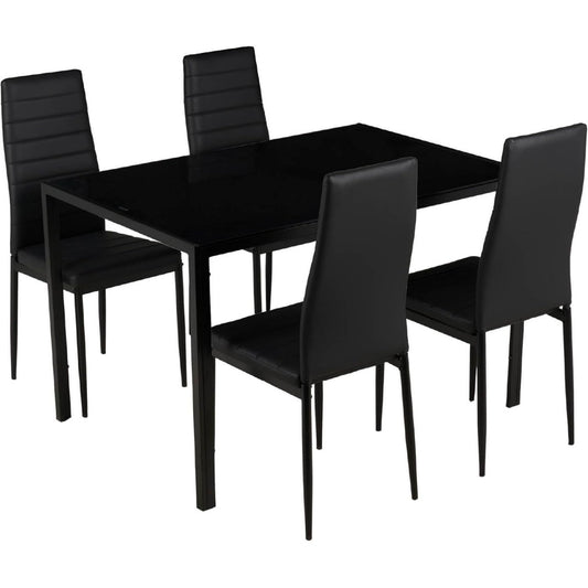 Accento naturale set sala da pranzo in vetro nero