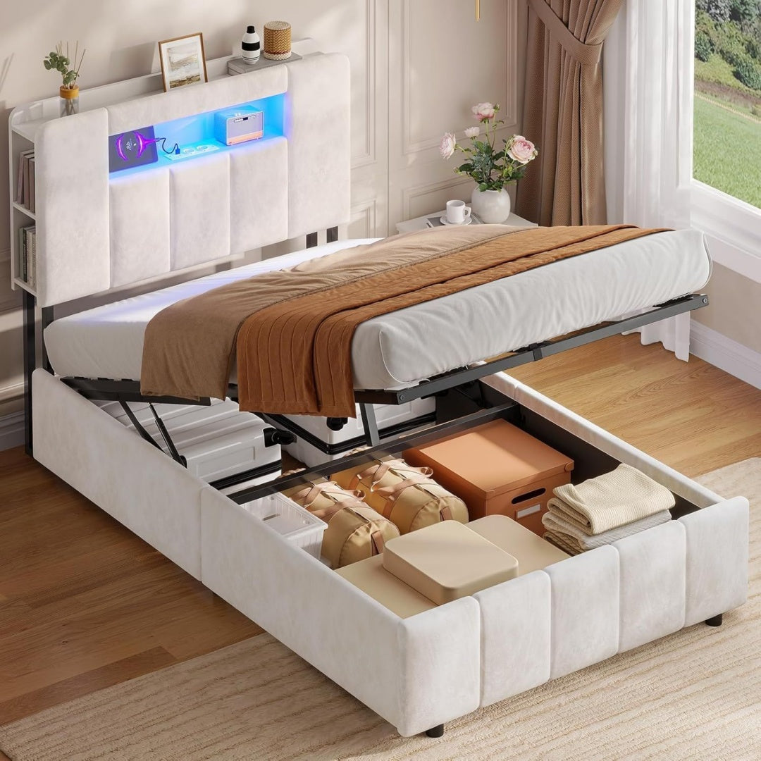 Stile raffinato letti con contenitore beige