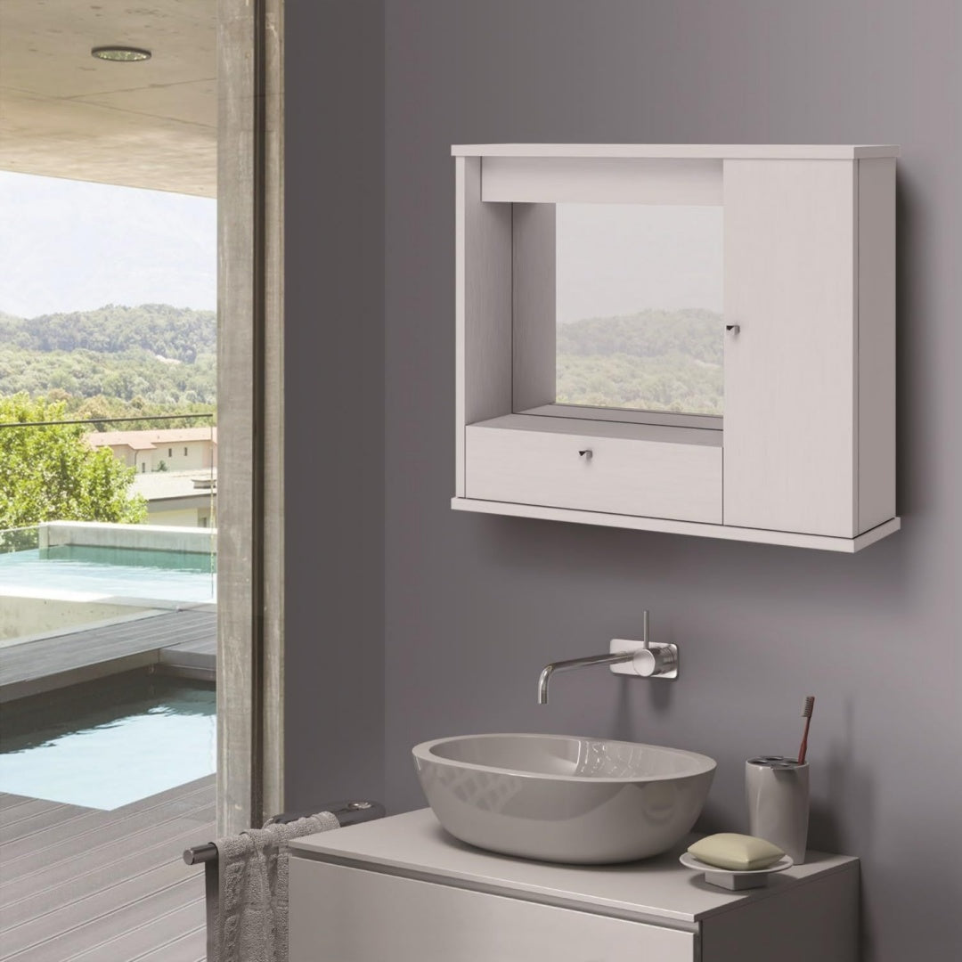 Stile raffinato armadietti a specchio bianco