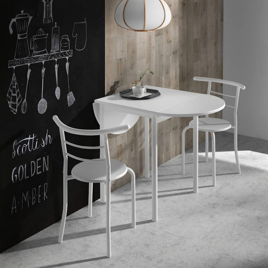 Linea essenziale set sala da pranzo in metallo pieghevole bianco